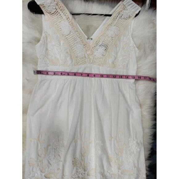 Adrianna Papell White V-Neck Boho Festival Weddinguest Sleeveless Lace Dress 10 - Picture 7 of 10